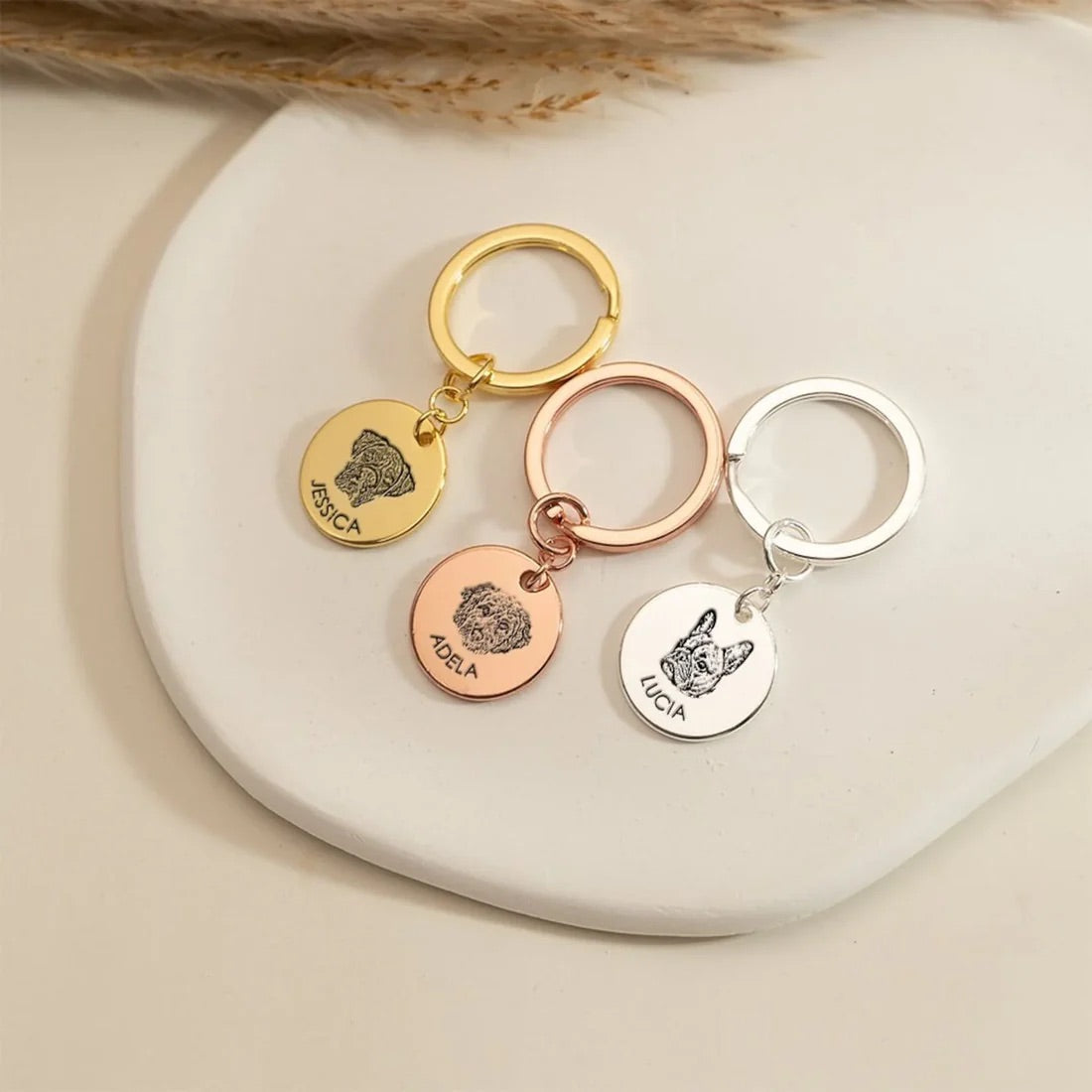 Engraved Pet Face Keyring